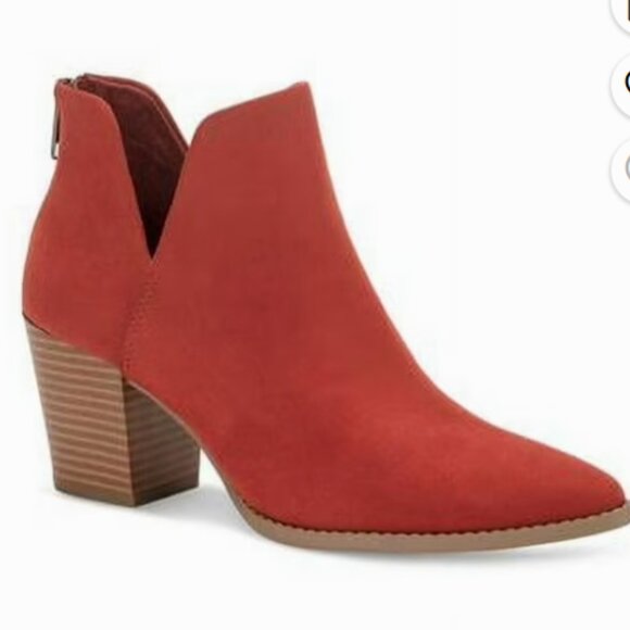 NIB Red Stacked Heel Booties, 9 - Picture 5 of 5
